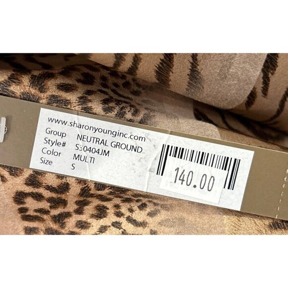 Sharon Young Womens S Full Zip Jacket Brown Leopard Animal Print Faux Suede NEW - Picture 6 of 7
